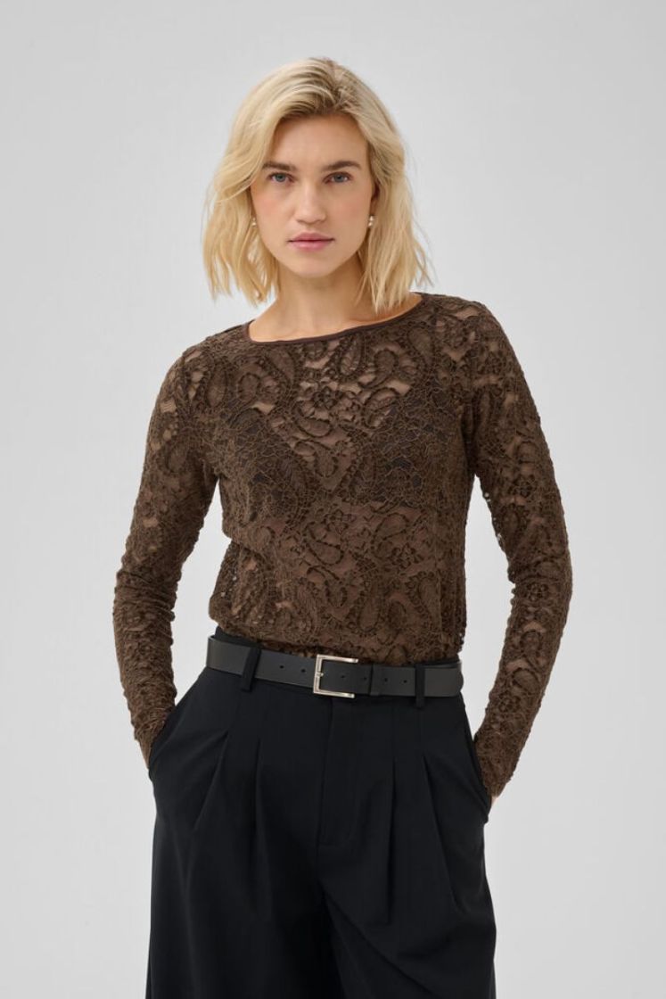 Salvi LS Lace Blouse 109828 Dark Bro