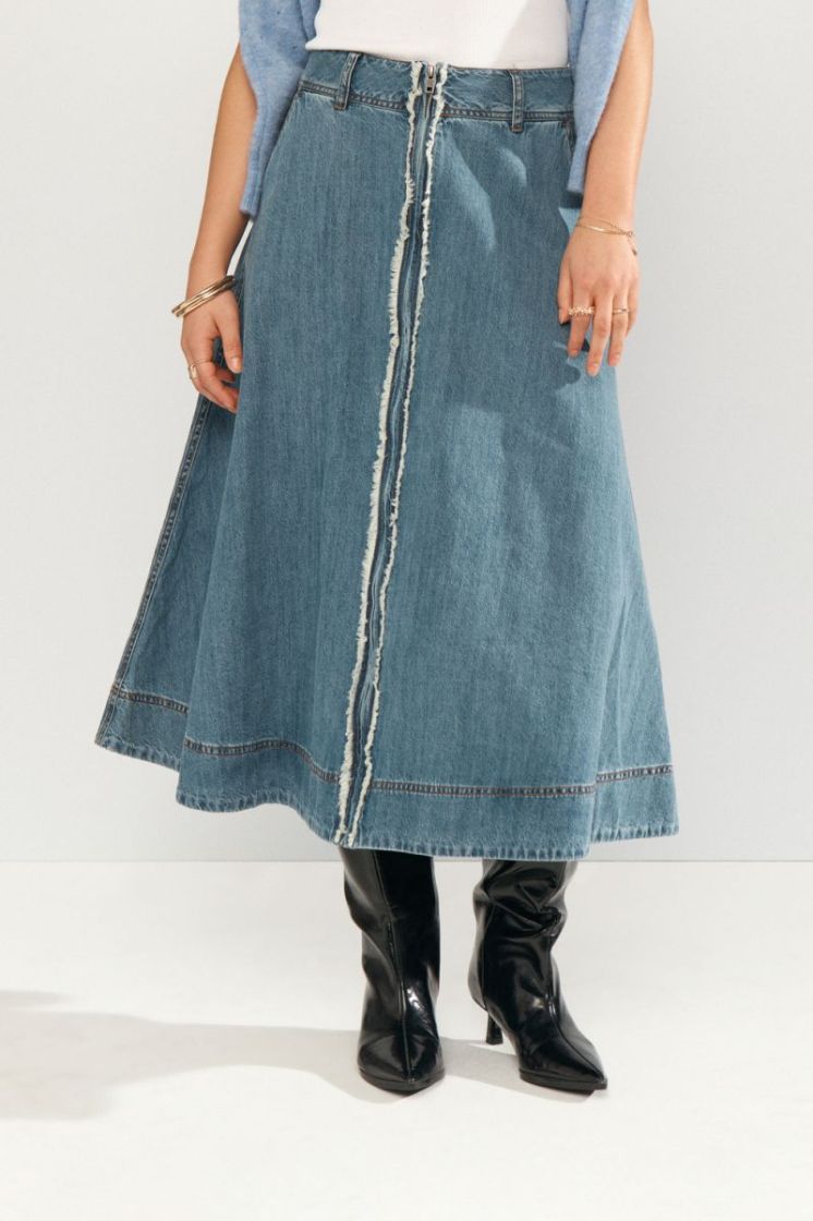 Sandie denim long skirt 3013 medium blu