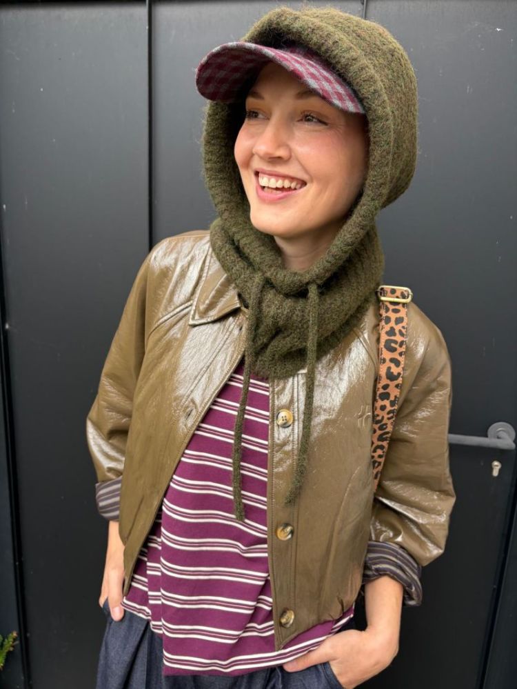 Wool-blend balaclava kaki