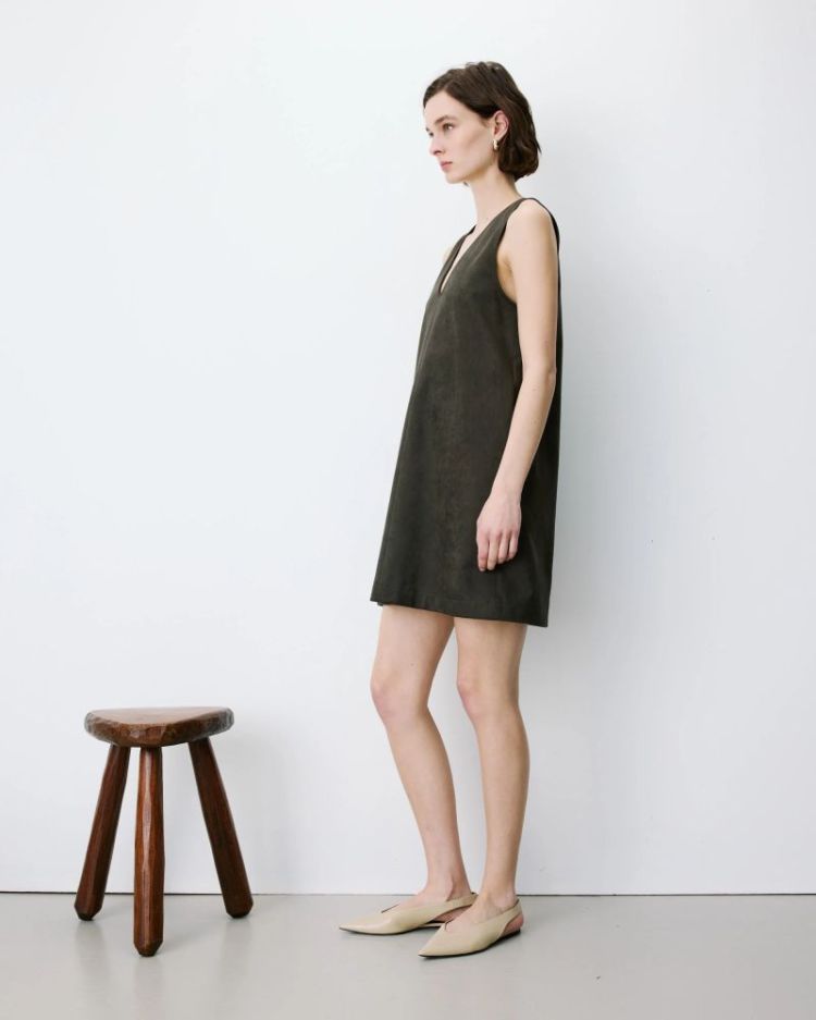 short suede-effect dress Anaya kaki
