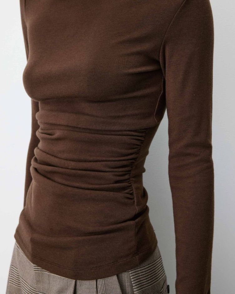 asymmetric draped top Aurygny chocolat