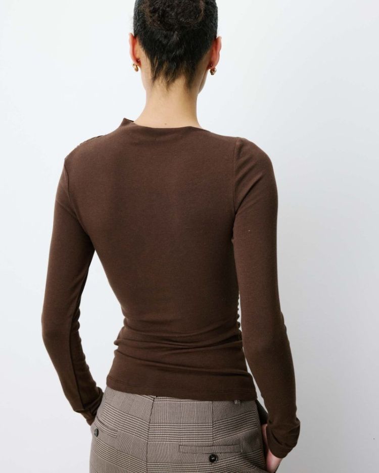 asymmetric draped top Aurygny chocolat