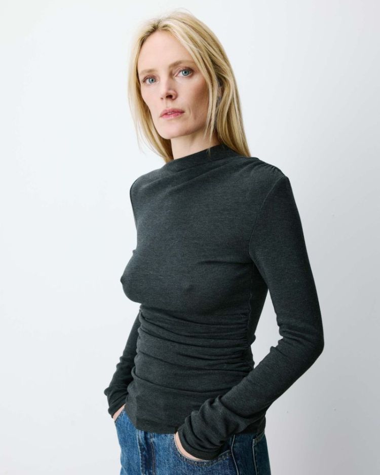 asymmetric draped top Aurygny anthracite