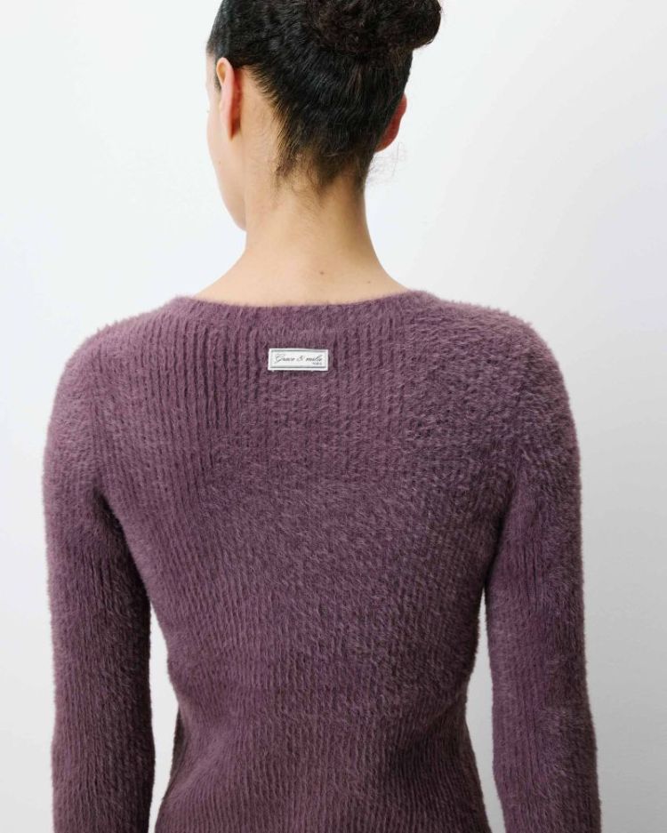  Fluffy knit aubergine Auryn aubergine