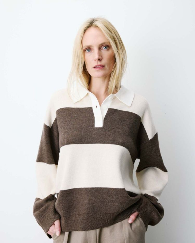 Striped polo sweater Astre sable