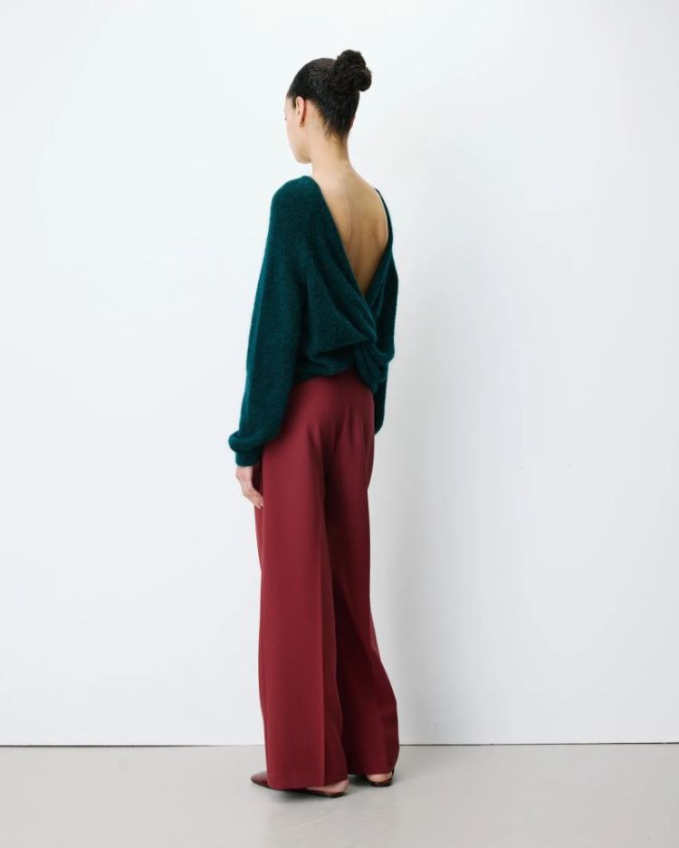 Backless knit sweater Anthemis emeraude