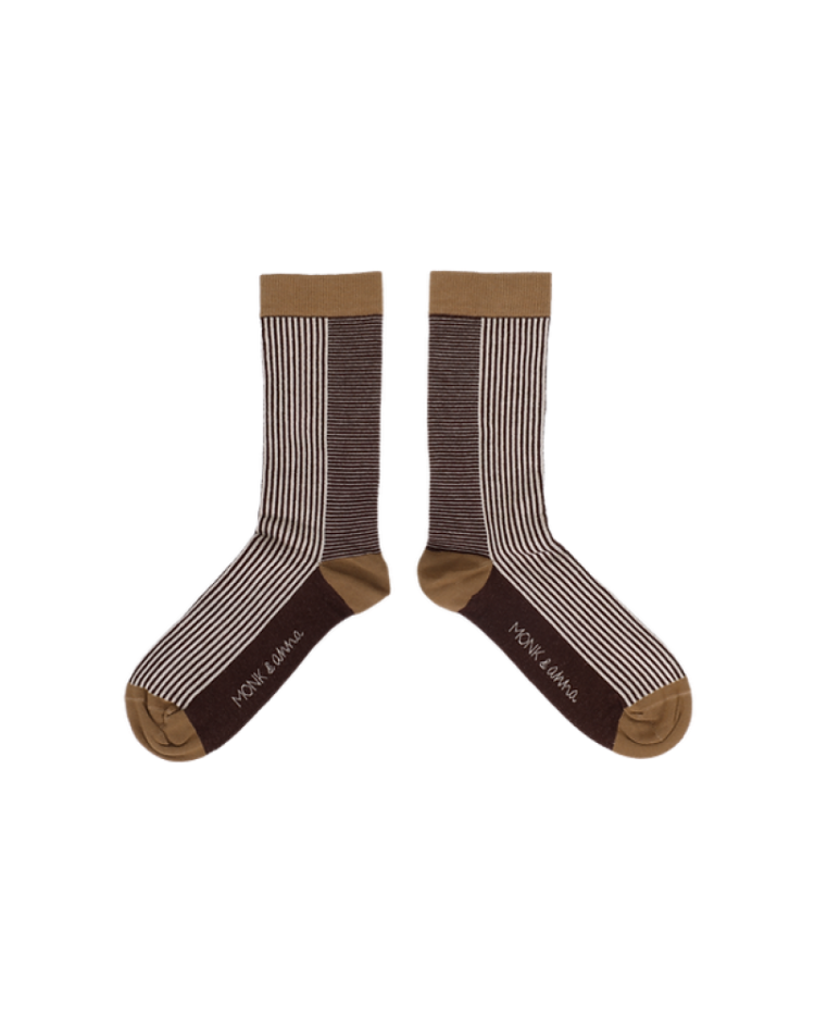 Socks small stripes Dark wood