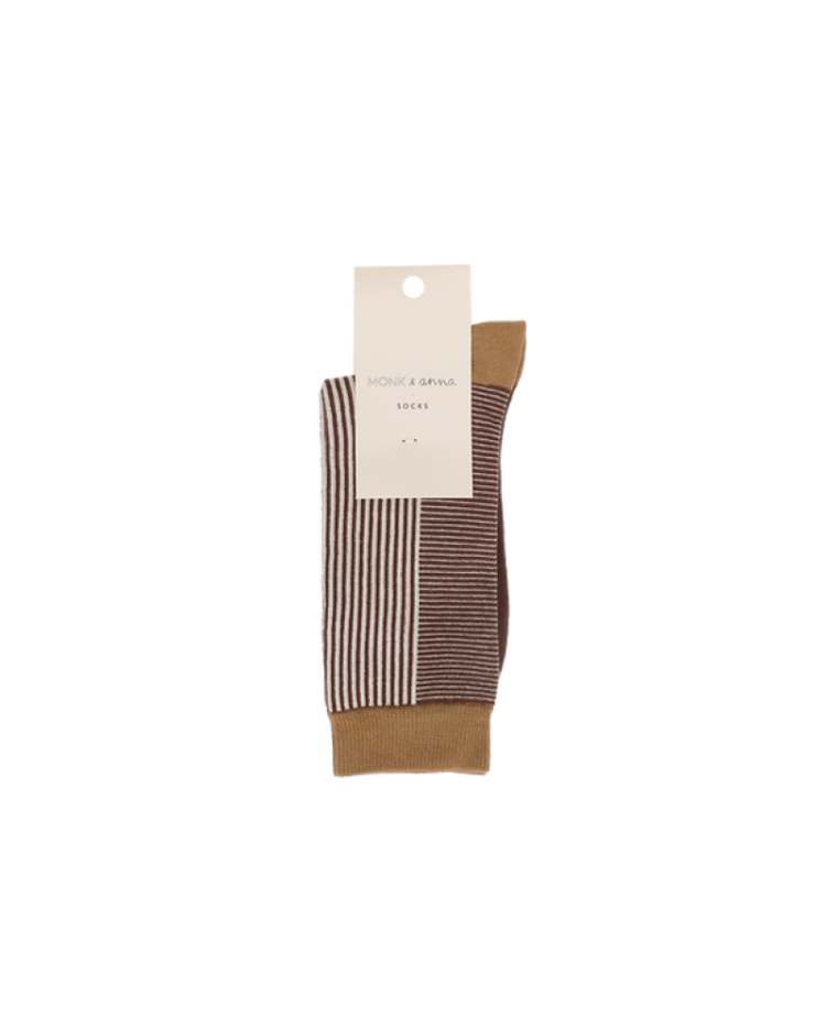Socks small stripes Dark wood