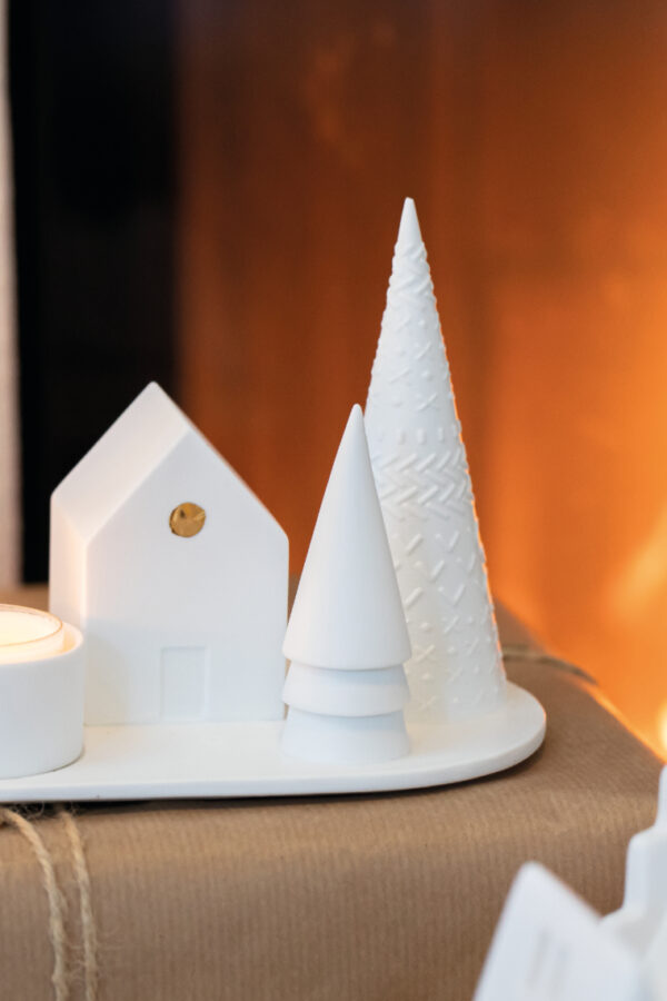 Winter fairy tale candlestick "forest cabin"