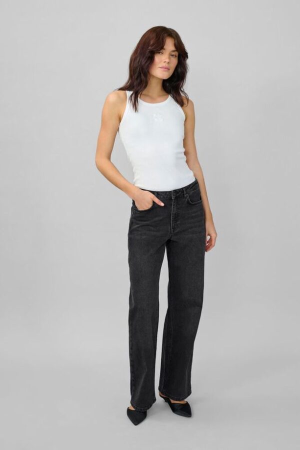 The louis high wide - Black Retro Wash  - Lengte '32
