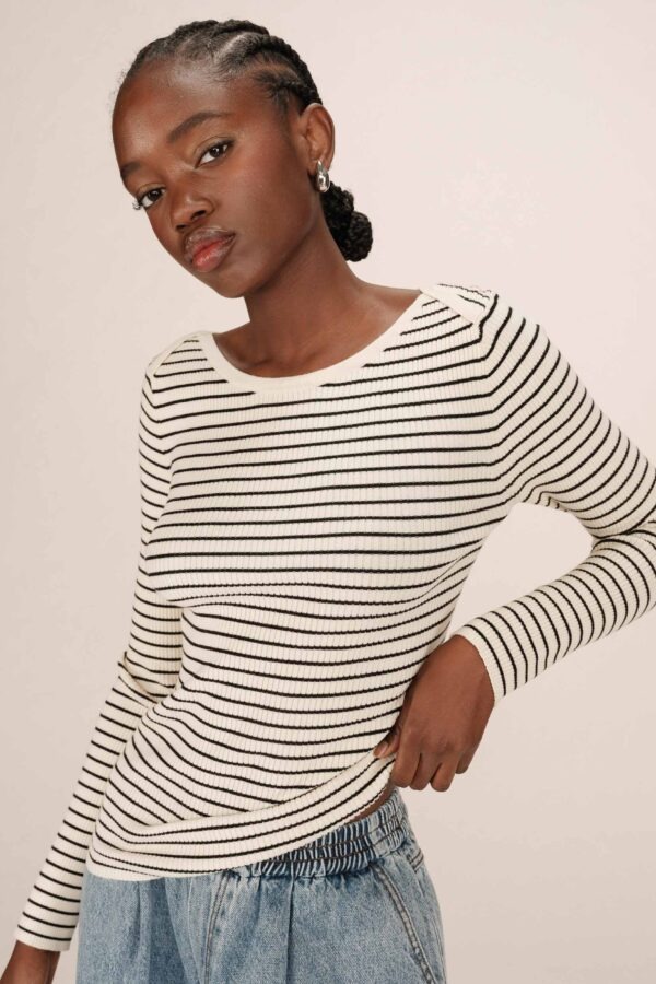 Striped boat neck Samedi - Ecru