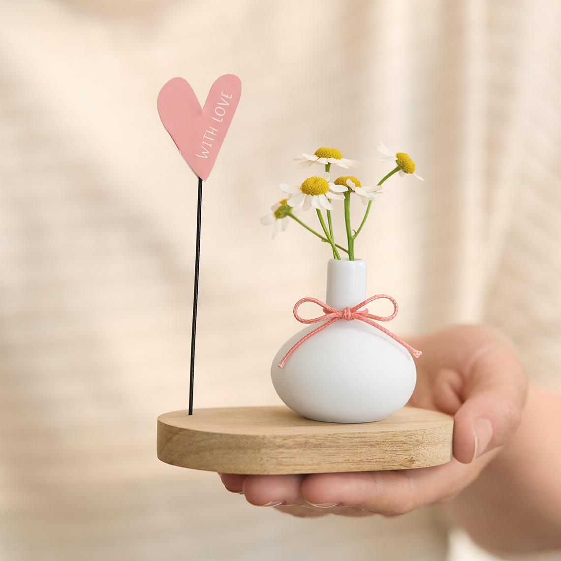 Birthday greeting. Mini vase "With love"