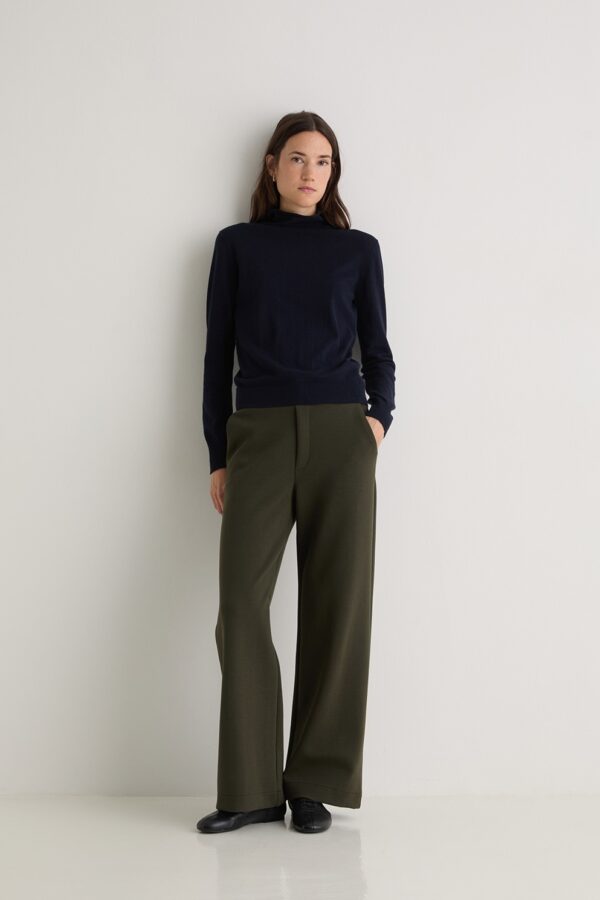 Khaki wide stretchy trousers