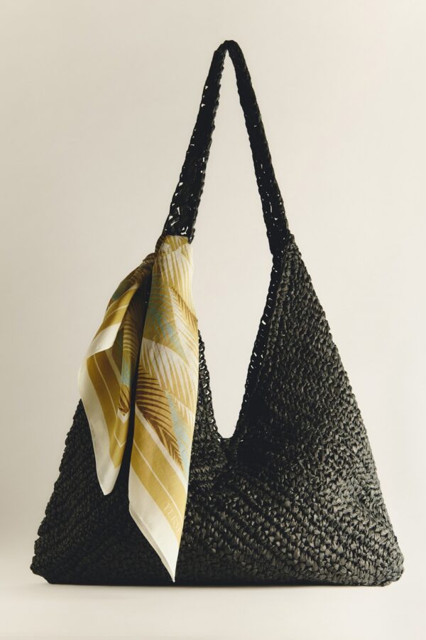 Woven-raffia hobo bag